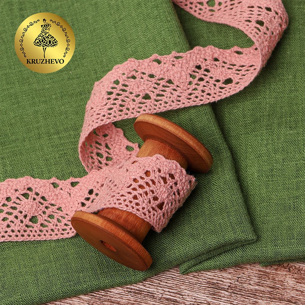 Кружево вязаное (тесьма) 30 мм / 10 метров, цв.32 розовый, Kruzhevo