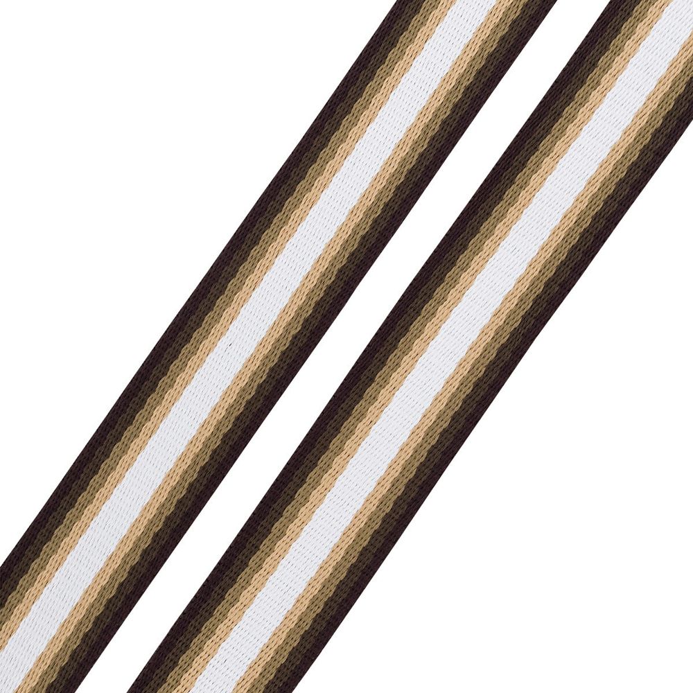 Стропа (ременная лента) 30 мм / 50 метров, с принтом 2-сторонняя, 1224 белый/бежевый/коричневый, 3Al361