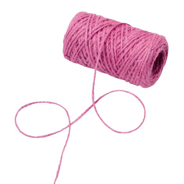 Шпагат джутовый ⌀1.4 мм / 50 метров (50 г), 2-ниточный, 1200 текс, евробобина, розовый