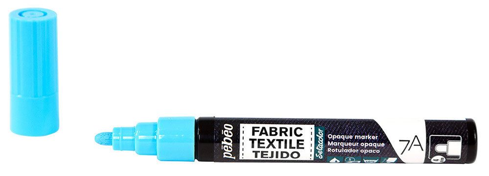 Маркер для темных и светлых тканей 7A Opaque 4 мм, перо круглое, 6 шт, 804454 Пастельный синий, Pebeo