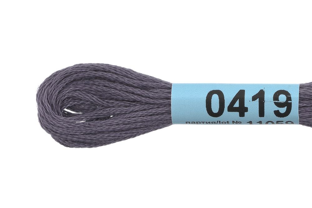 Мулине Gamma 100% хлопок, цв.0419 т-серый, 24 мотка по 8 метров