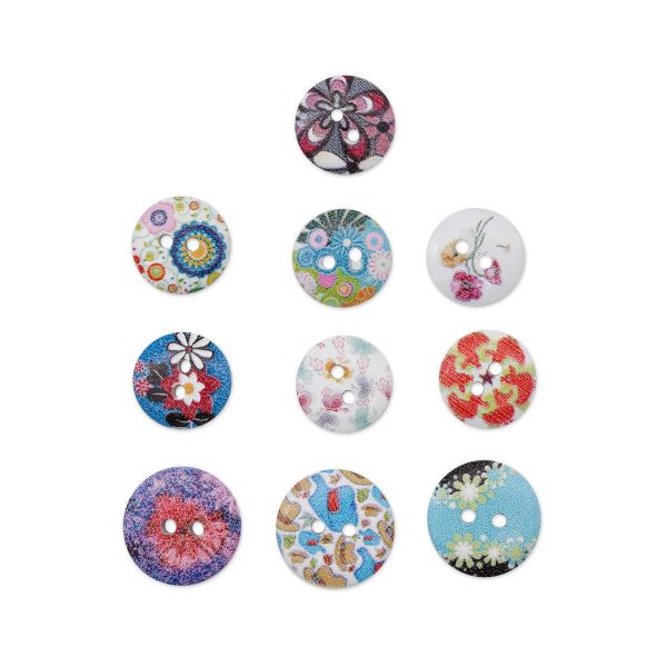 Украшения декоративные пуговицы деревянные Ассорти №9, 15-18 мм, 100 шт