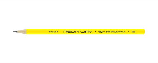 Карандаш чернографитный неоновый заточенный ТМ (HB) 72 шт, Neon way NW04, 1540 желтый, ВКФ NW04