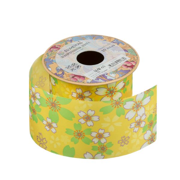 Лента декоративная 70 мм / 10±1 метров, 01 желтый, Blumentag LRW-65