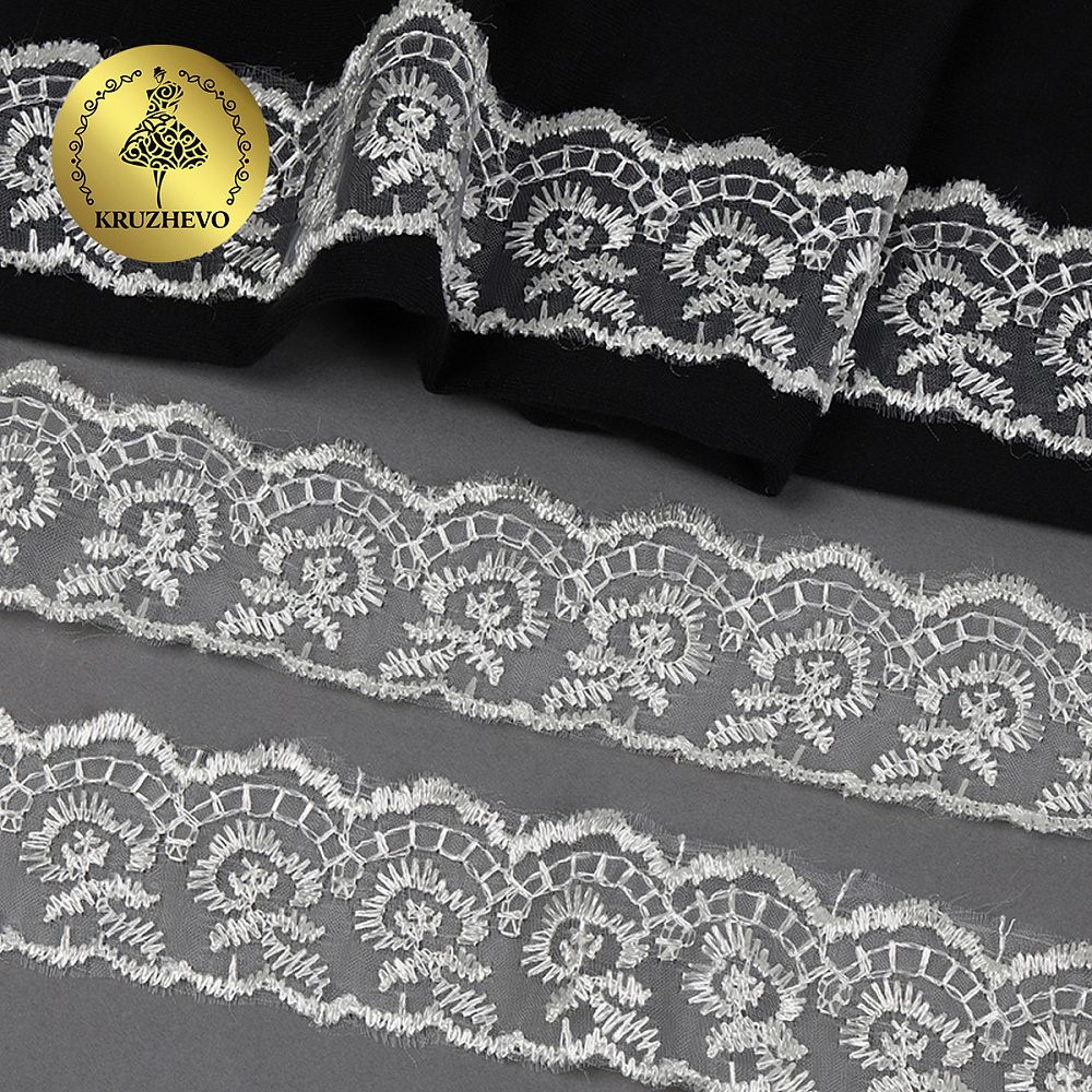 Кружево капроновое 45 мм / 9.14 м, TBS.30010 цв.002 кремовый, Kruzhevo