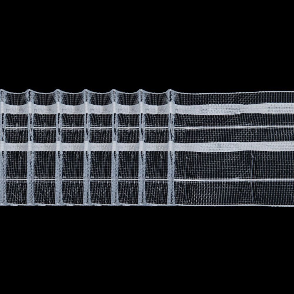 Лента (тесьма) шторная: сборка параллельная (1:2.5) 60 мм / 50 метров, (2 ряда петель, 2 шнура), прозрачный, C701M