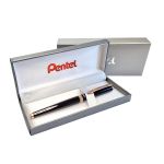 Ручка роллер Pentel, гелевый синий стержень 0,7 мм, в подарочном футляре ⌀0.4 мм, K611APG-LR7CEBSET цвет чернил: синий