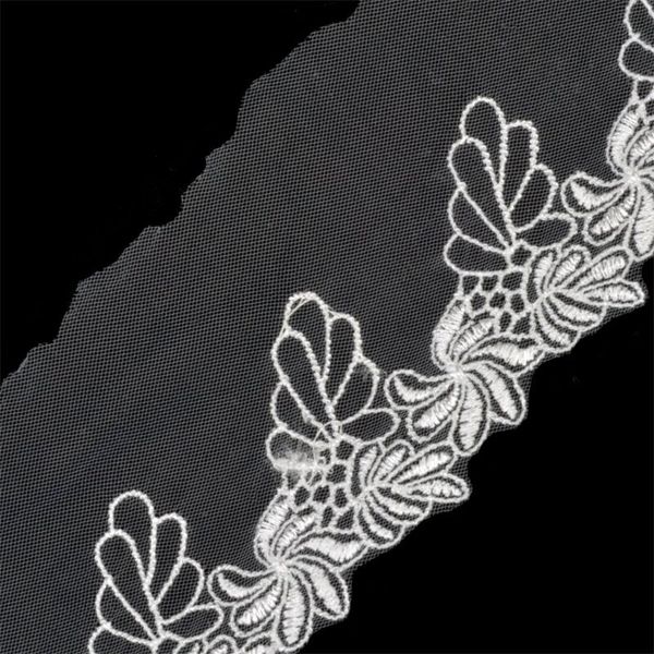 Кружево на сетке диз.TY F5168C 80мм цв.белый уп.13, 71м, Kruzhevo