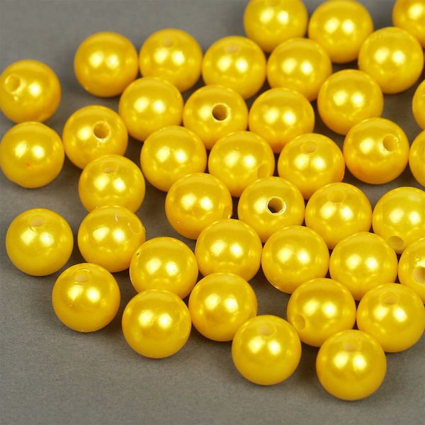 Бусины пластик (перламутр) ⌀12 мм, цв.A08 лимон, уп.500г (530 шт), Magic4Hobby