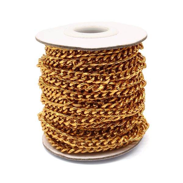 Цепь алюминиевая 6,5 мм, 5,0 мм, боб(10 м) (золото) K17312