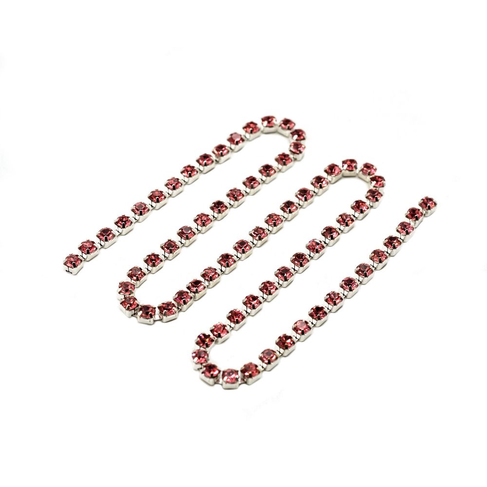 Стразовые цепочки (серебро), цвет: розовый, размер 3 мм, 30 см/упак., ЦС006СЦ3