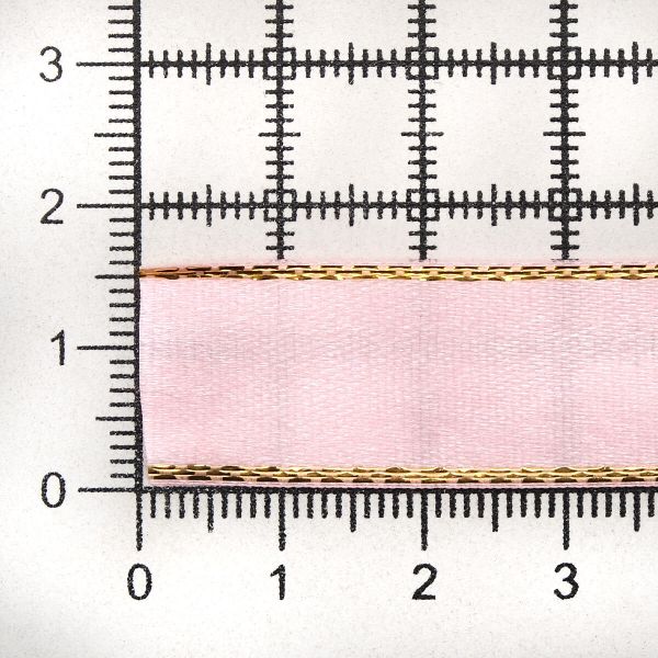 Лента атласная с золотой нитью 15.0 мм / 22.86±1 метров, 147 розовый, Globus