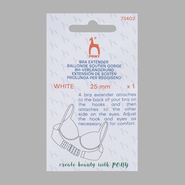 Удлинитель застежки для бюстгальтера 3*2, 25 мм, белый, 1 шт, Pony, 73402