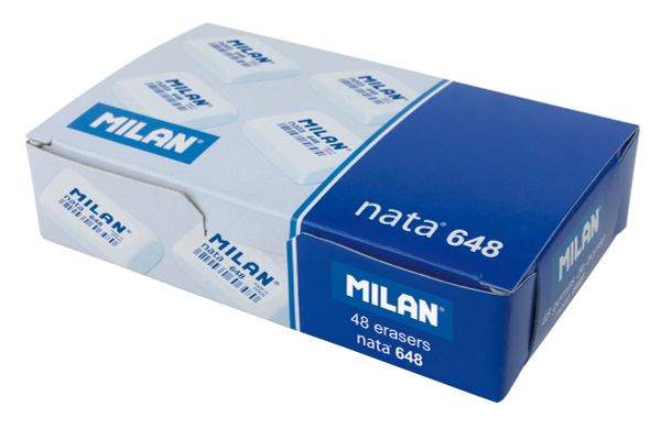Мягкий ластик nata 648N 3,1х1,9х0,9 см, 48 шт, CPM648N белый, Milan