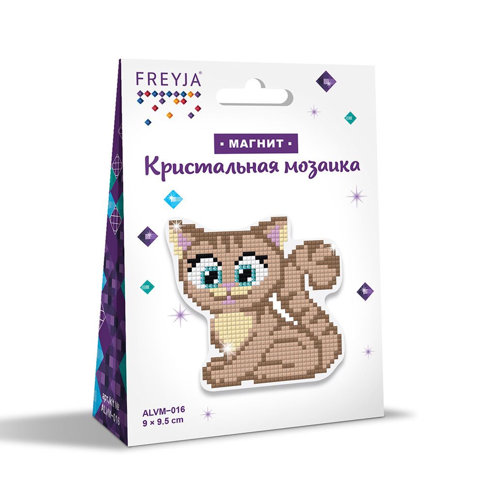 Алмазная (кристальная) мозаика Фрея, магнит Котенок, 9,5х9 см