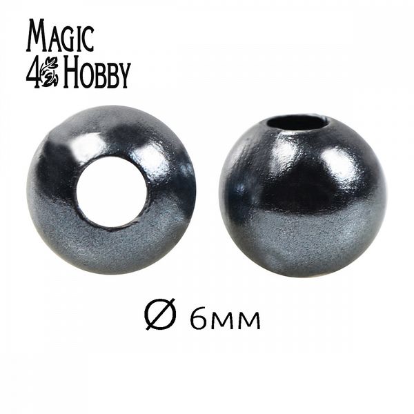 Бусины пластик (перламутр) ⌀6 мм, цв.029 серый уп.50г (483шт), Magic4Hobby
