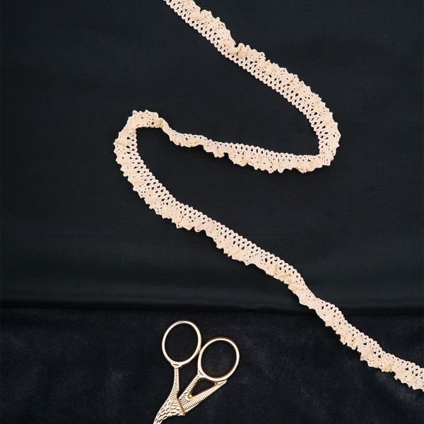 Кружево вязаное (тесьма) 15 мм / 13.72 метра, хлопок, неотбеленный, 3AR3317