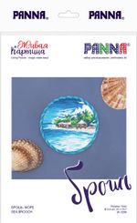 Набор для вышивания нитками Panna Живая картина JK-2298, Брошь. Море, 5.5х5.5 см
