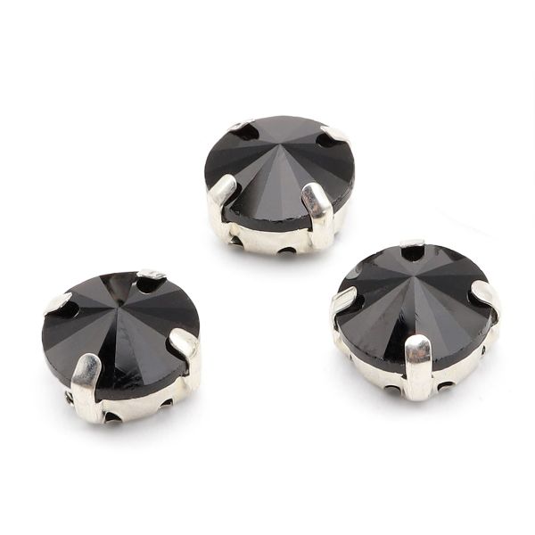 Хрустальные стразы в цапах круглой формы, черный 10 мм, 5 шт. Astra&Craft, РЦ018НН10