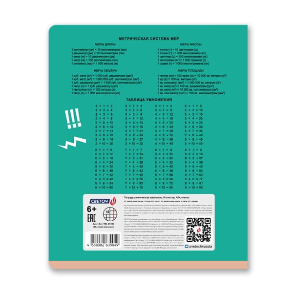 Тетрадь ученическая школьная, выборочный лак, A5 18 л. на скобе 65 г/м², белизна 100% 20 шт клетка, 01418 Мы такие вкусные, Светоч Т86