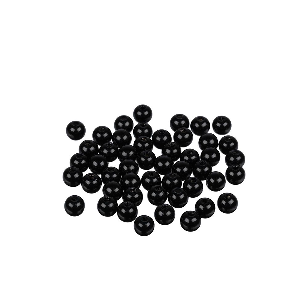 Бусины пластик ⌀8 мм, 50±2 шт, №02 черный, Zlatka PB-2