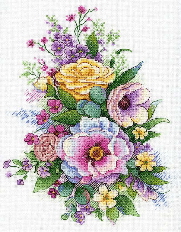 Набор для вышивания нитками МП Студия (Акварель), Лиловая весна, 25х20 см