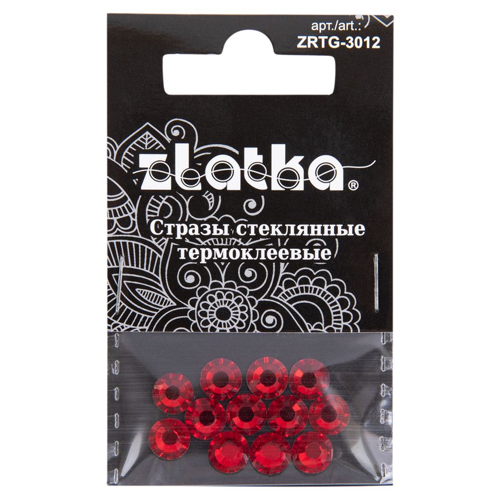 Стразы клеевые стекло 6.5 мм, 5х12 шт, SS30 №20 св.красный (Light Siam), Zlatka ZRTG-3012