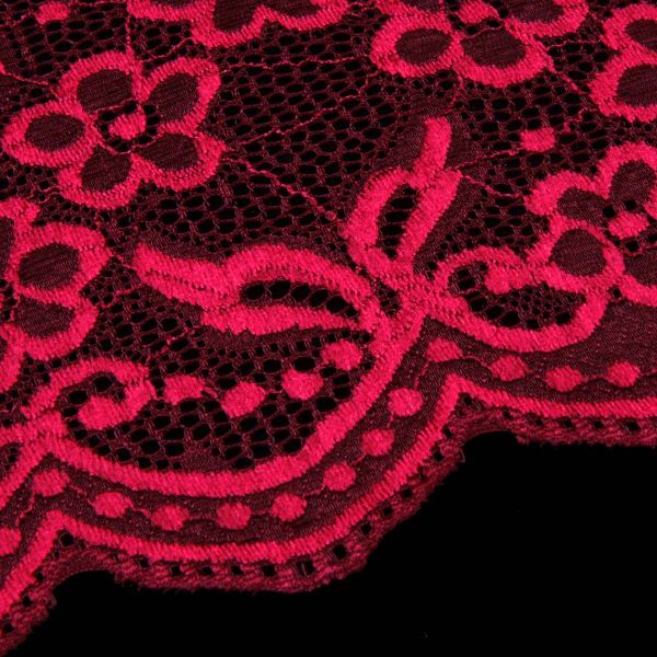 Кружево бельевое эластичное 400 мм / 13.72 м, цв. C520 т.красный