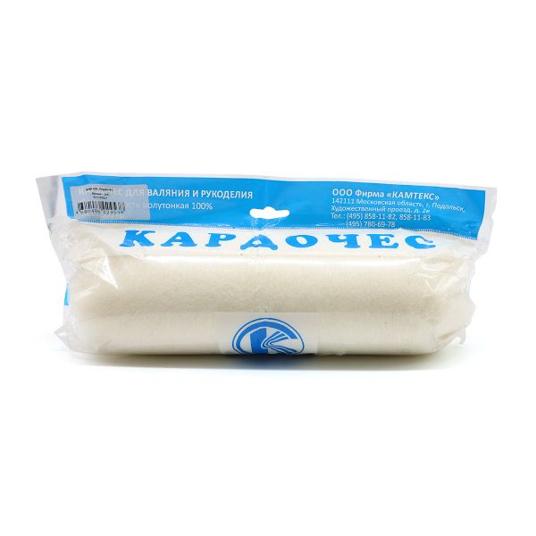 Шерсть для валяния Камтекс Кардочес п/тонкая 1х100 г (27-29 мкр), 205 белый, 558467-5