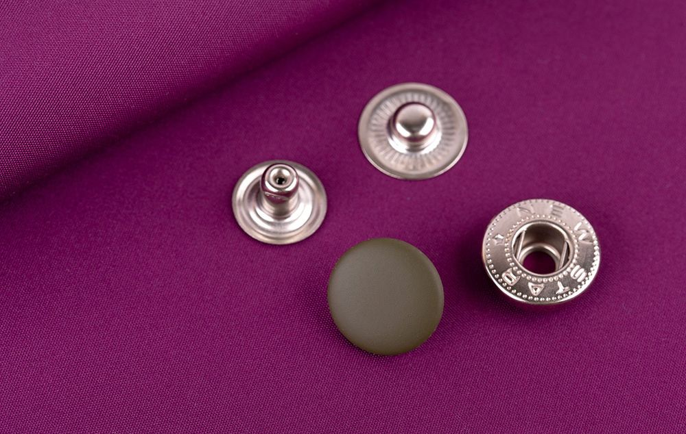 Кнопка Альфа (S-образная) ⌀15 мм, 72±5 шт, soft-touch металл, коричневый хаки soft-touch, Micron