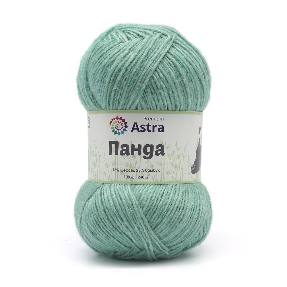 Пряжа Astra Premium (Астра Премиум) Панда (Panda) / уп.2 мот. по 100 г, 240 м, 410 мятный