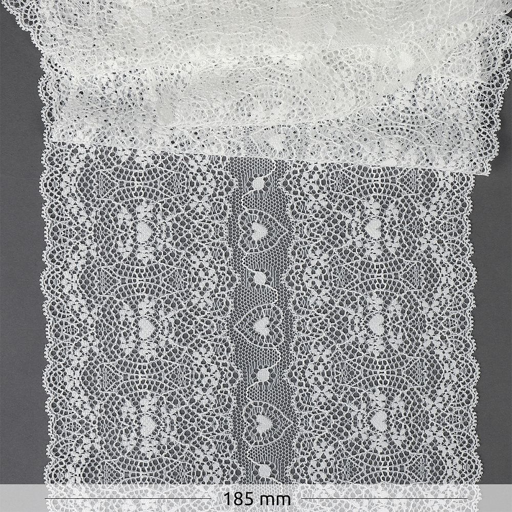 Кружево бельевое эластичное 185 мм / 18 м, 6185, цв.004 белый, Kruzhevo