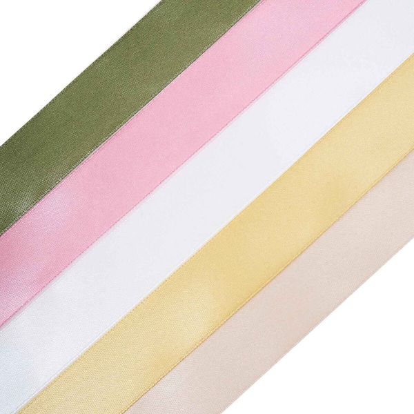 Набор атласных лент 5 цветов по 25.0 мм / 23 метра, пастельно-золотой микс