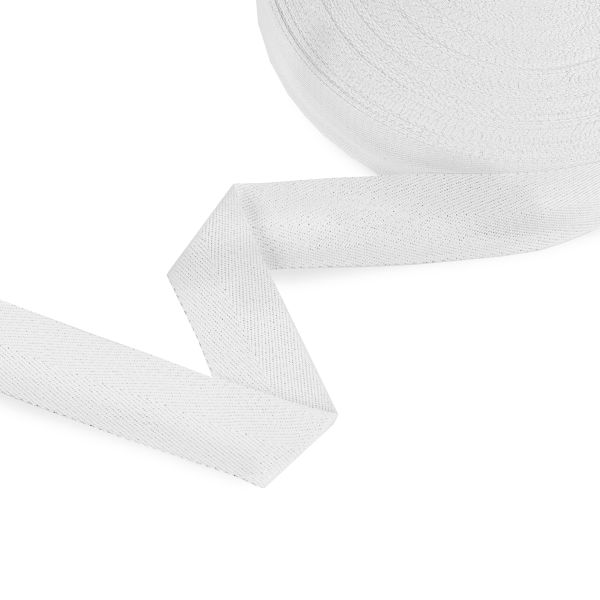 Тесьма (лента) киперная п/э с люрексом 30 мм / 50 метров, белый-серебристый/white-silver, Gamma TPTL-30