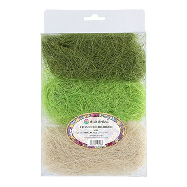 Сизалевое волокно 30 г,±3 г, 05 белый/св. зеленый/т. зеленый, Blumentag BMG-30 MIX