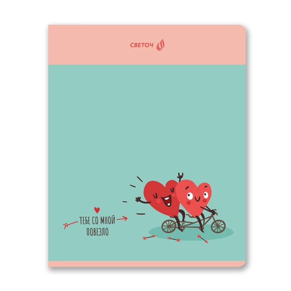 Тетрадь ученическая общая, твин лак, A5 80 л. на скобе 65 г/м², белизна 100% 5 шт клетка, 01528 Ты в моём сердце, Светоч Т204