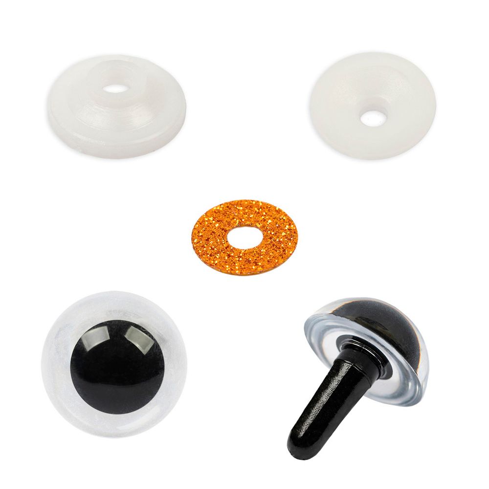 Глаза пластиковые с блестящей вставкой ⌀11 мм, 10 шт, золото, HobbyBe PGSB-11