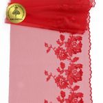 Кружево на сетке широкое 225 мм, OG44, цв.красный, правая уп.6м, Kruzhevo