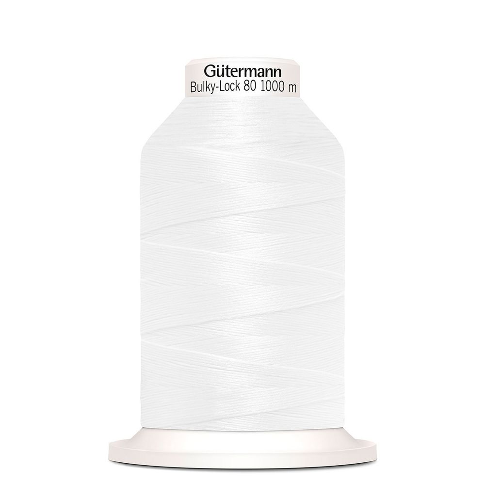 Нитка текстурированная Gutermann Bulky-Lock 80, 1000 м, _800 белый, 1 катушка Нитка текстурированная Gutermann Bulky-Lock 80, 1000 м, _800 белый, 1 катушка
