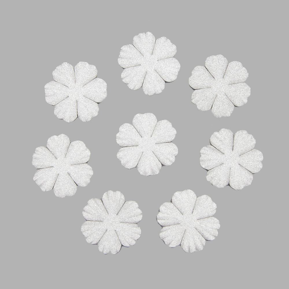 Лепестки бумажные с блестками "Фиалки", d 5 см, упак., 8 шт, Астра, серебряный