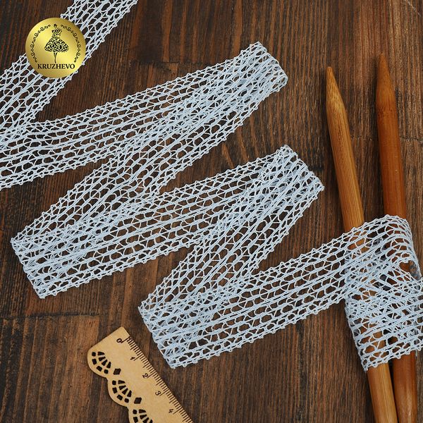 Кружево вязаное (тесьма) 25 мм / 10 метров, D1002, тонкая нить, цв.F183 голубой, Kruzhevo