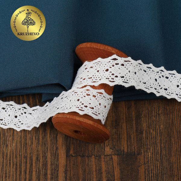 Кружево вязаное (тесьма) 20 мм / 10 метров, диз. 294, цв.02 белый уп. 10 м, Kruzhevo
