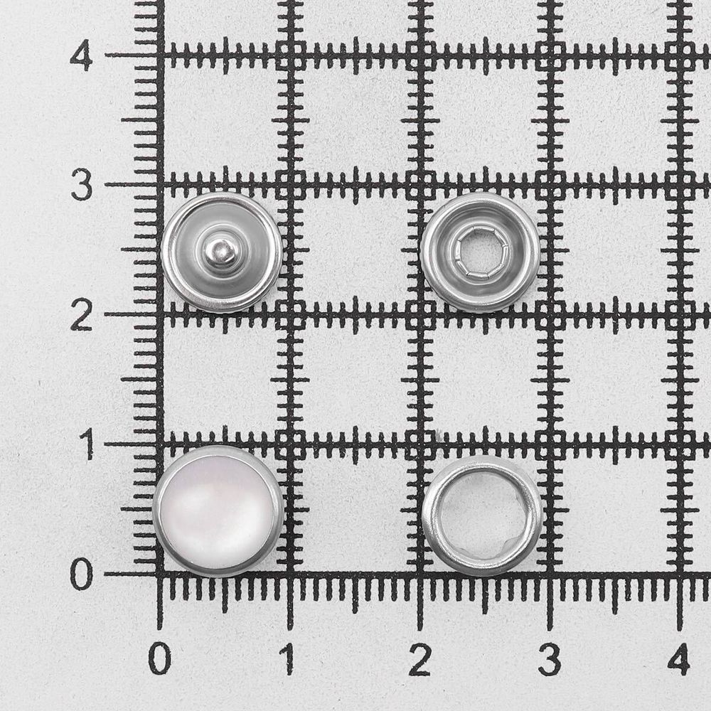 Кнопка рубашечная (джерси) жемчужинка ⌀9.5 мм, ≈1440 шт, МЕТАЛЛ, акрил, белый/никель, NEW STAR
