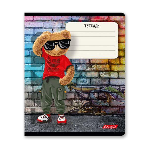 Тетрадь ученическая школьная, выборочный лак, A5+ 18 л. на скобе 65 г/м², белизна 100%, 20 шт, клетка, 000711 Миша хип-хоп, Светоч 18ТЕТк-003