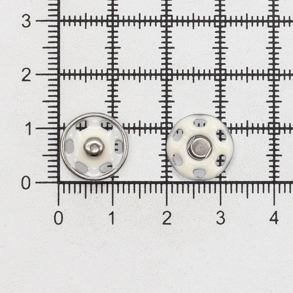 Кнопка пришивная металл ⌀12.5 мм, никель / белый, 10 шт, КПР6