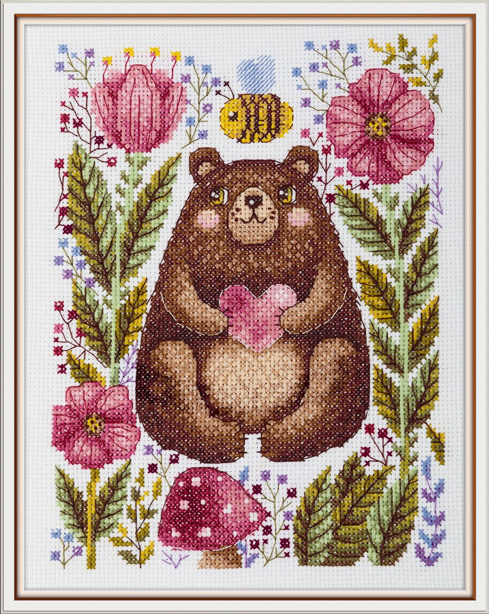 Набор для вышивания 8-542 "Медвежонок с пчелами", 16.5 х21.5 см, Klart, 8-542