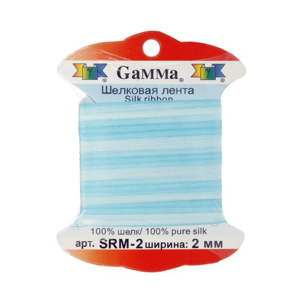 Лента (тесьма) шелковая 2.0 мм / 9.1±0.5 метров, M043 бл.голубой/голубой, Gamma SRM-2