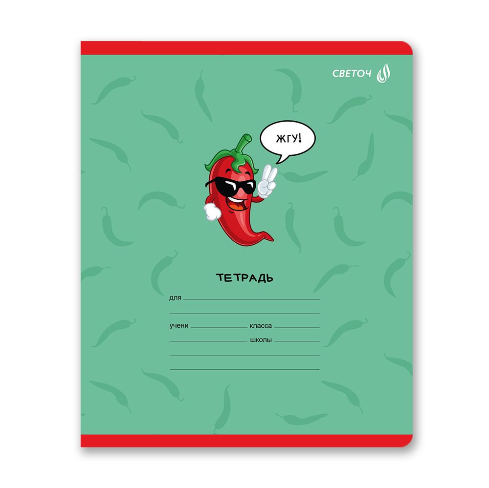 Тетрадь ученическая школьная A5 24 л. на скобе 65 г/м², белизна 100% 15 шт клетка, 01428 Деловой перец, Светоч Т72