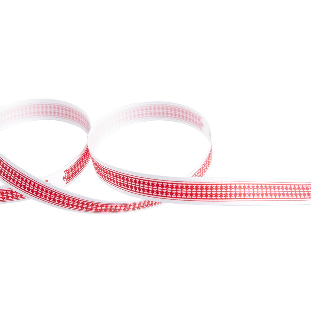Лента атласная с рисунком 12.0 мм / 22.8 метров, P 001/026 белый/красный, Gamma ALP-121