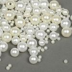 Бусины пластик набор круглые перламутр ассорти